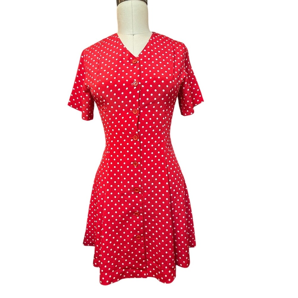 Vintage 90s Anivee F Polka Dot Fit & Flare A-line Dress 90s's does 40sVintage